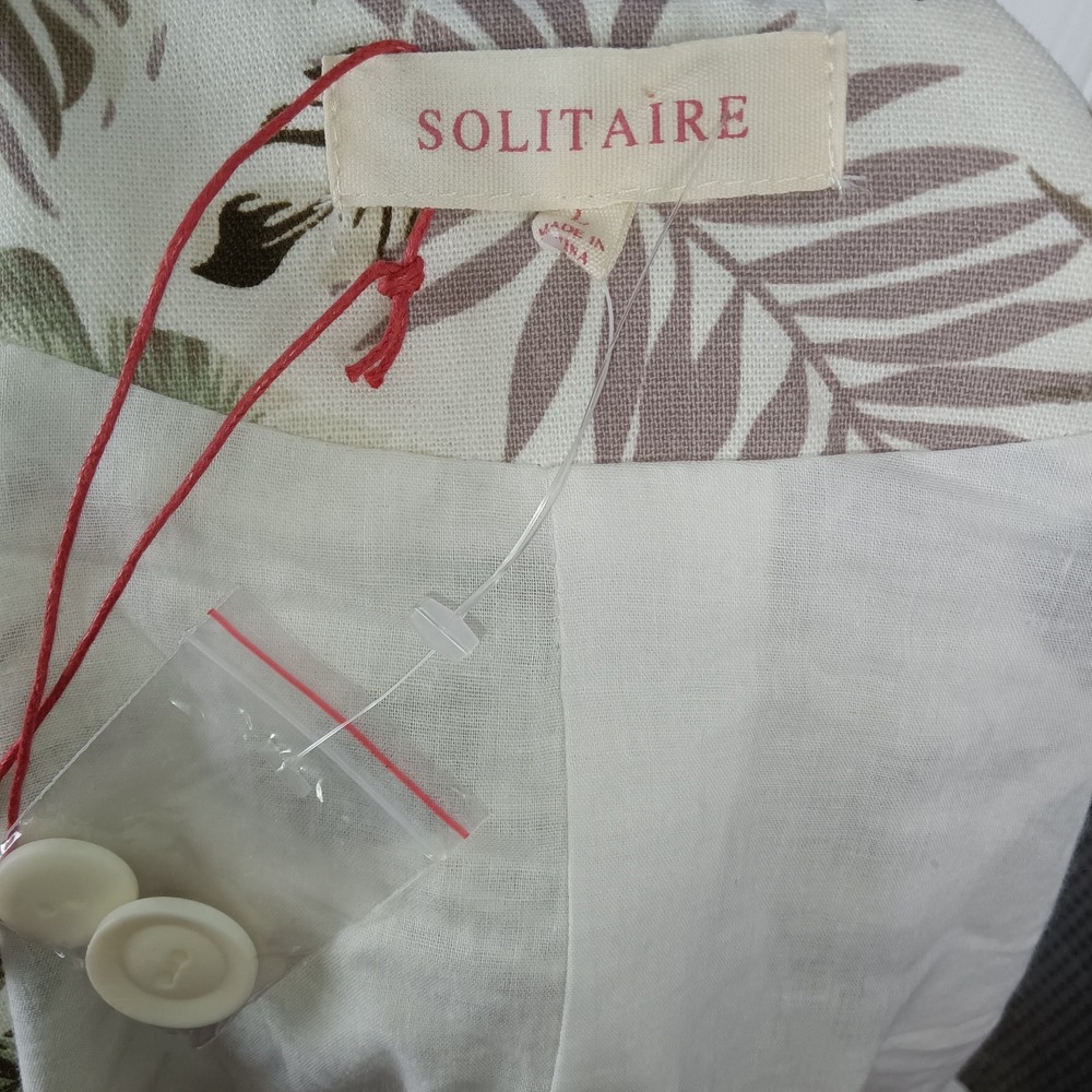 Solitaire Women's Tropical Leaf Print Linen Blend Blazer Jacket Size L - Picture 5 of 15